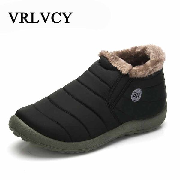 

new fashion men winter shoes solid color snow boots plush inside antiskid bottom keep warm waterproof ski boots size 35 - 48, Black
