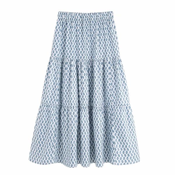 

new women beach style position print pleats long skirt faldas mujer ladies elastic waist casual loose chic skirts qun374, Black