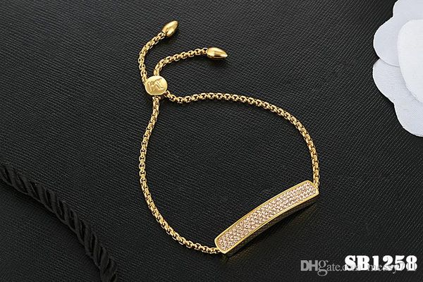 

fashion stainless steel champagne color full stone bracelet can adjust size lady bracelet simple, Black
