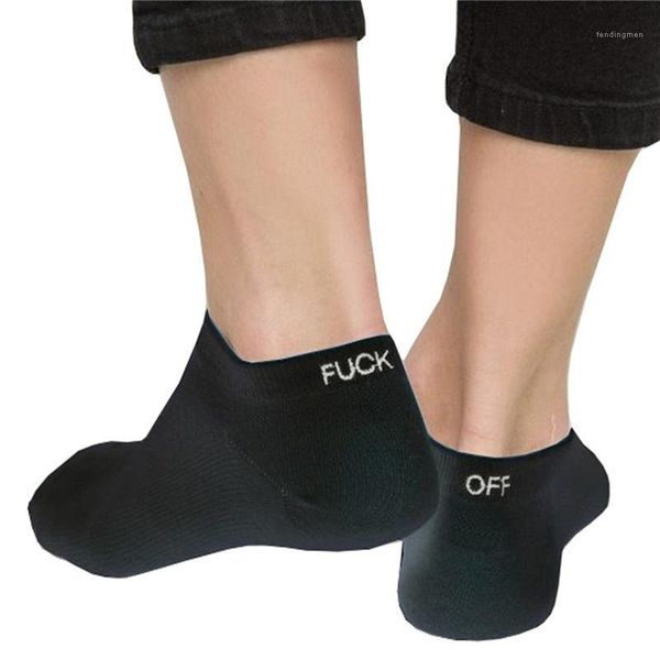 

solid color fashion letters print casual ankle socks casual daily underwear mens designer sock, Black