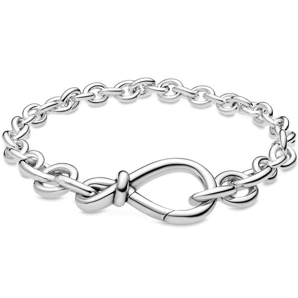 

original chunky infinity knot chain bracelet bangle fit 925 sterling silver bracelet women bead charm diy europe jewelry, Black