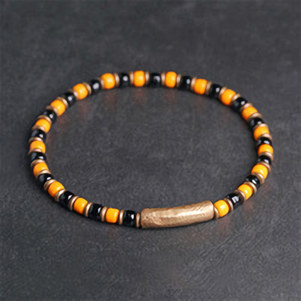 

various style multi color ancient process glass beads bracelet hammered copper charm bohemia healing boho thin chic jewelry, Black