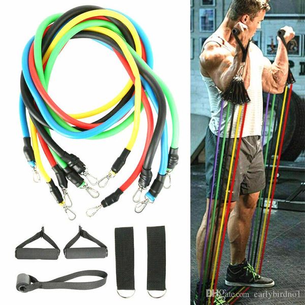 

24h shipping, 11pcs/set pull rope fitness exercises resistance bands latex tubes pedal excerciser body training workout elastic band fy7007