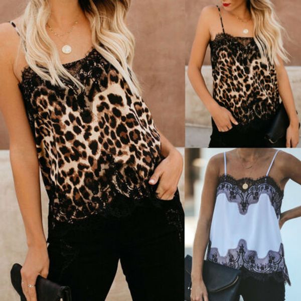 

New Fashionable Women Sexy And Charming Leopard Print Loose Vest Top Sleeveless Lace Casual Tank Tops