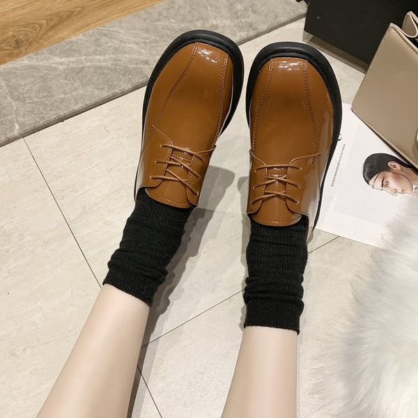 

shoes woman 2019 casual female sneakers clogs platform all-match british style autumn round toe shose women oxfords women's, Black