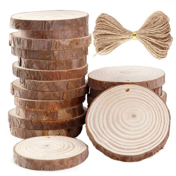 

30/50pcs wood slices decorative plates 6-7 cm wooden discs 10m rope hanging ornaments birthday party graffiti pendants