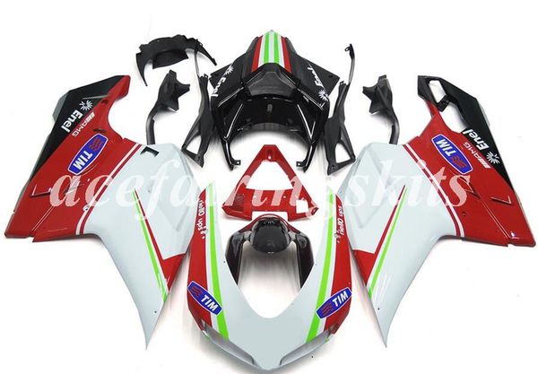

4 gifts new abs full fairings kit fit for ducati 848 1098 1198 1098s 1098r evo 2007 2008 2009 2010 2011 2012 custom white red