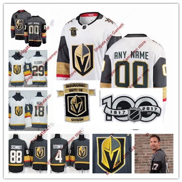 

vegas golden knights 2018 stanley cup gray white #18 james neal 4 clayton stoner 88 nate schmidt inaugural hockey jerseys, Black;red