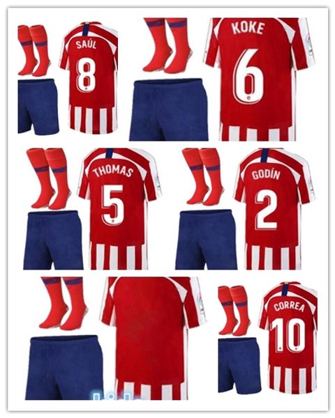 

kids kit 2019 2020 madrid atletic soccer jerseys thomas griezmann correa lucas costa koke saul football shirt boy child youth jersey