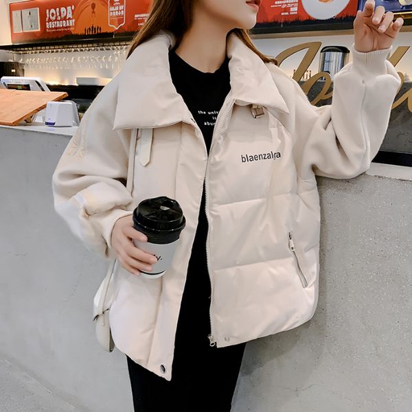 

new korean version stitching down cotton jacket for female students and short cotton jacket for female students, Black