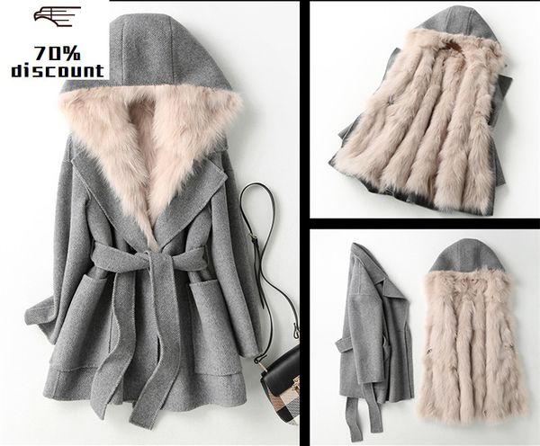 

настоящее меховое пальто женский натуральный мех лайнер пальто зимняя куртка женская роскошь 300% шерстяное пальто chaqueta mujer my4073, Black