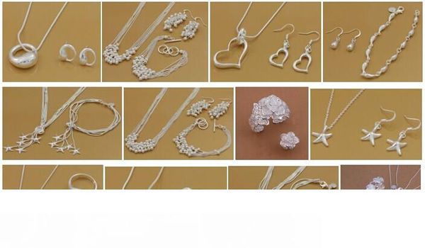 

with tracking number most sell women's delicate gift jewelry 925 silver plated mix jewelry set 12 set 1047, Black