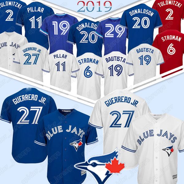 

27 Vladimir Guerrero Jr Toronto Blue Jerseys Jays Baseball 2 Troy 29 Joe Carter 12 Roberto Alomar 6 Marcus Stroman Jersey 2019