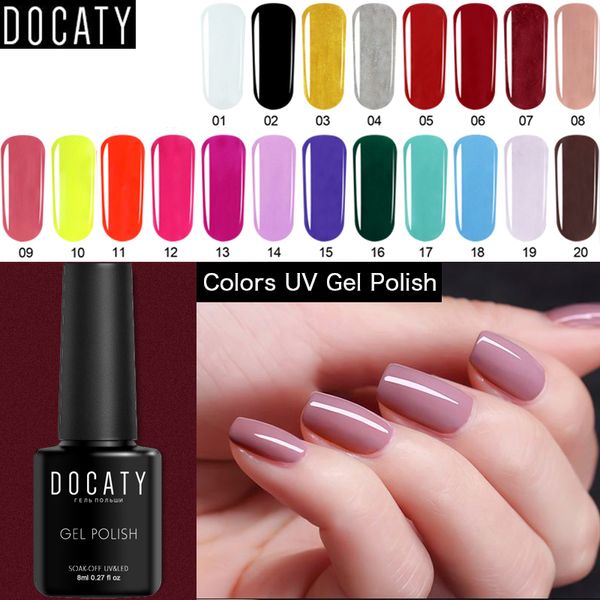 

docaty 8ml purple red pink series color soak off gel polish uv gel varnish long-lasting one-scolor nail art varnish