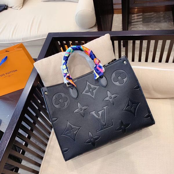 

new style popular brands genuine leather women's shoulder bag classic print design 41cm ladies luxurys handbags 2 colors lady m