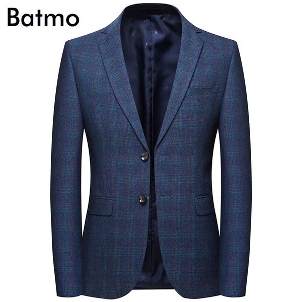 

batmo 2019 new arrival spring plaid single breasted casual suits men,business blazer men,size m-4xl, White;black