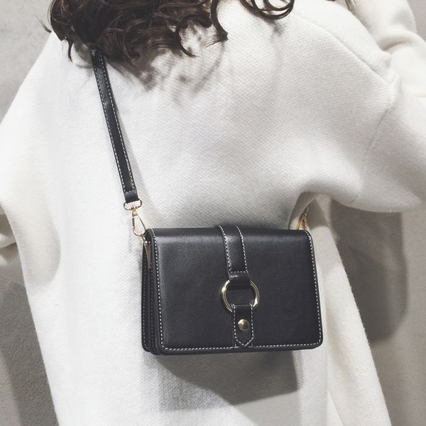

new small bag female 2020 fashion all-match messenger bag simple texture hook women crossbody shoulder small black