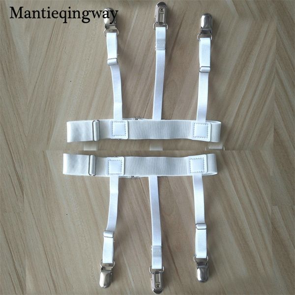 

mantieqingway shirt stays garters holders for women adjustable belt non-slip shirt holder suspensorio for mens straps, Black;white