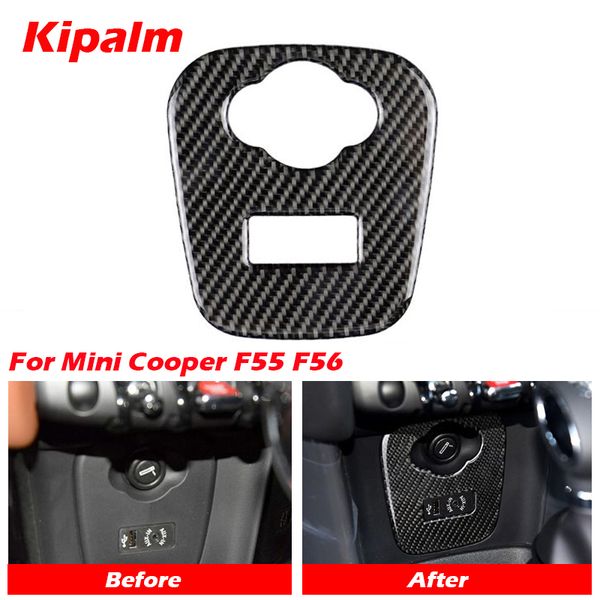 

kipalm carbon fiber cigarette lighter usb aux console panel decal interior stickers for mini cooper f55 f56 car accessories
