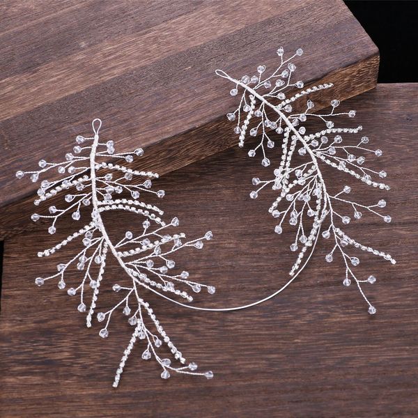 

high file fairy beautiful manual silver diamond chain hair hoop headwear bride modeling marry gift wedding dress head accessories product