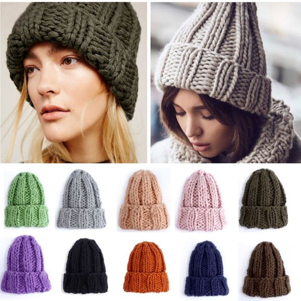

fashion women warm beanie hats winter solid knitted hip hop cap for girls lady outdoor travel ski cap christmas xmas party hats an2605