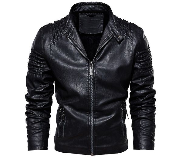 

2019 new fashion autumn male leather jacket plus size mens stand collar coats leather motorcycle jackets m-4xl, Black
