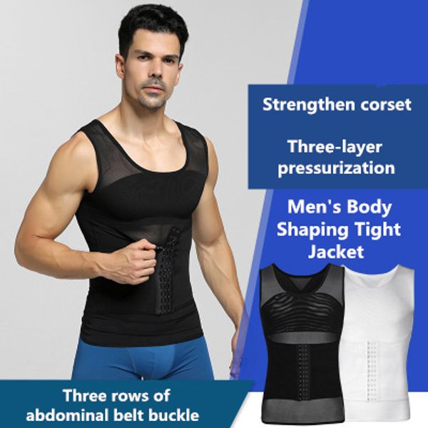 

new arrival men' body-shaping clothing waist shape invisible corset vest shaping clothing summer thin beer belly, White;black