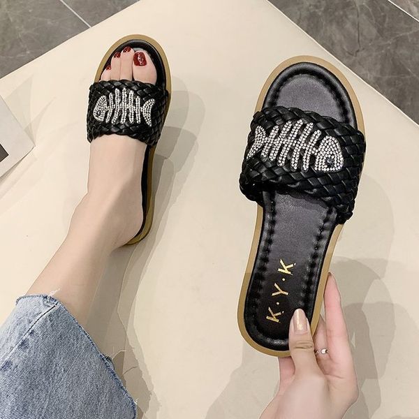 

slippers casual female shoes low rubber flip flops slides 2020 flat soft hawaiian pu concise fashion leisure flat shoes, Black