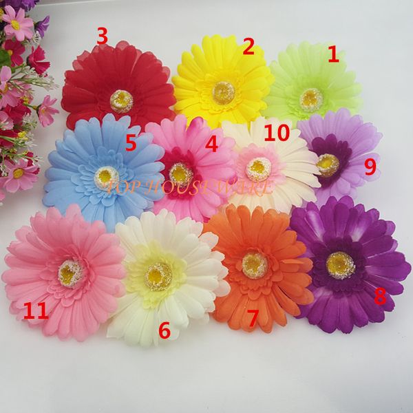 

100pcs 10colors 10cm artificial simulation fake fabric african daisy flower heads diy brooch headwear ring decorative wedding flower