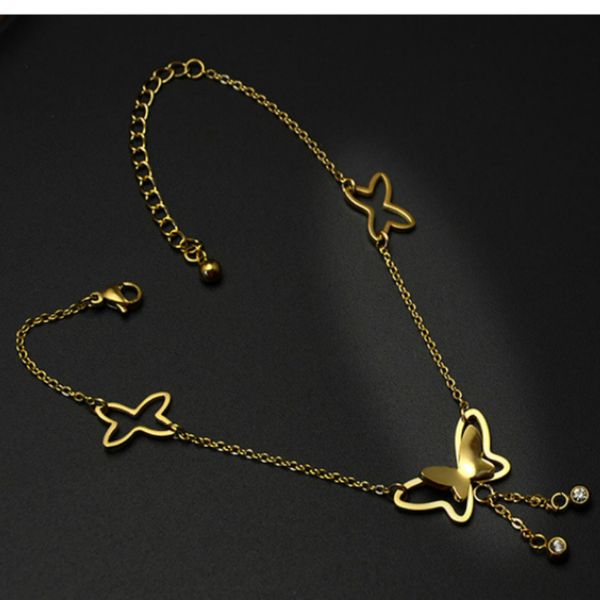 

titanium сталь пентаграмма двойной d письмо бабочки кисточкой женские ножной браслет boho лодыжки браслет аксессуары женщина, Red;blue