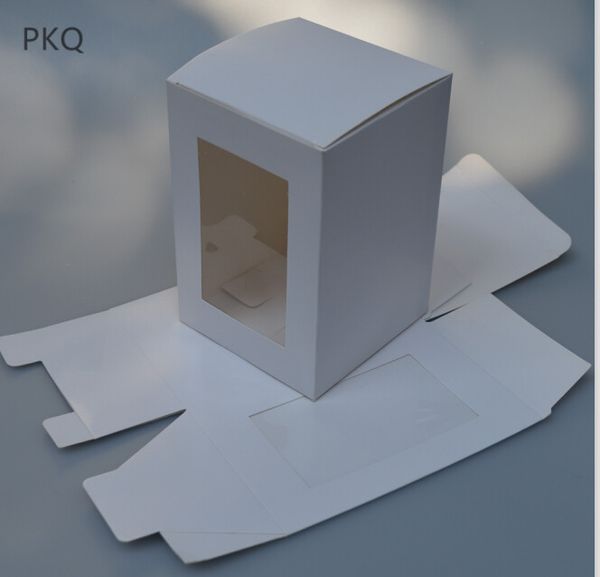 

20pcs/set creative kraft paper package cardboard box with window white craft gift candy box christmas gift packaging paper