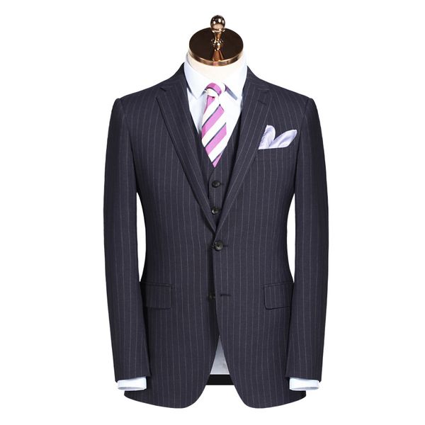 

navy blue stripe men 3 piece suit custom made midnight blue mens striped suittailored single breasted men suit lapel, White;black