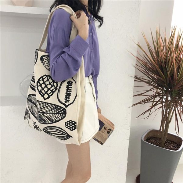 

new women canvas tote bag cotton ladies shopping letter printing large capacity bags for women 2020 shoulder sac main femme