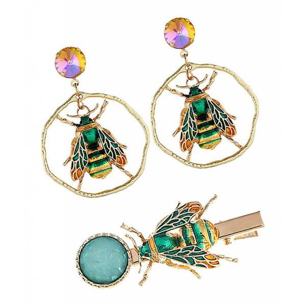 

retro insect earring hair clip, 3 pcs/set, bohemian style, women girls, personality earring, hair accessories, earrings hairpin set, Golden