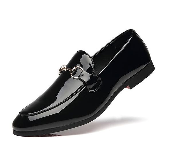 

soft leather men leisure dress shoe part gift doug shoes metal buckle slip-on man lazy falts loafers zapatos 37-48, Black