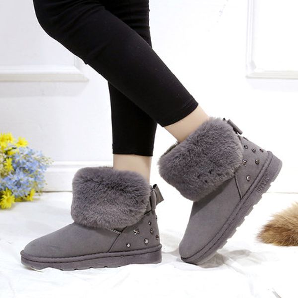 

autumn and winter new plus velvet thick snow boots female short tube boots korean version of the wild student warm cotton shoes, Black