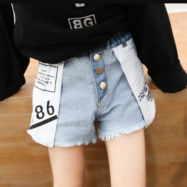 

toddler girl denim shorts summer fashion reverse wear tassel jeans for children's loose elastic waist shorts ws312 ing, Black