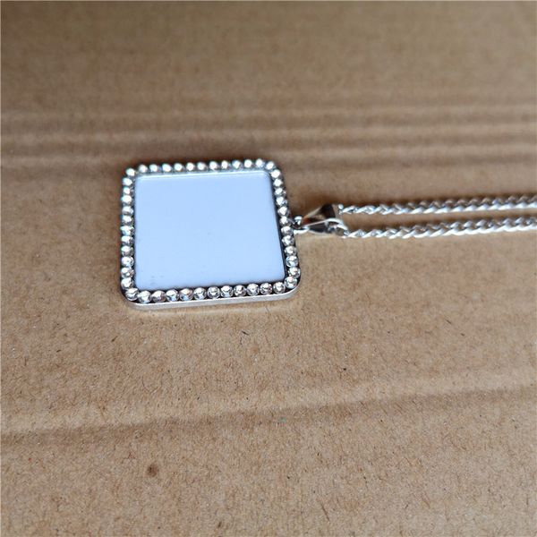 

sublimation blank sqaure necklaces pendants women necklace pendant tranfer printing consumable factory price wholesale, Silver