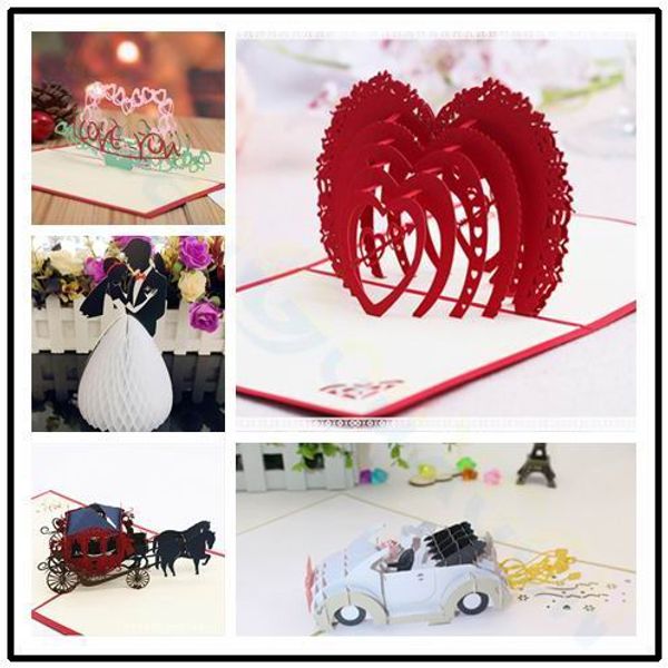 

3d up card valentine's day wedding greeting card paper cutting heart-shaped paper invitation party decorations