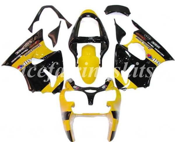 

4gifts new abs motorcycle full fairings kit fit for kawasaki ninja zx-6r 2000 2001 2002 00 01 02 636 zx6r bodywork set yellow black eif