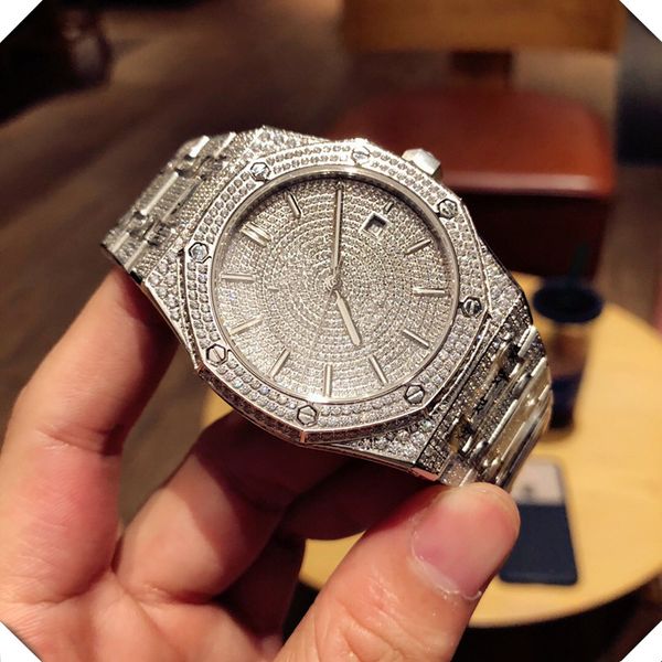 

высококачественные мужские часы дизайнер часы алмаз автоматическое движение часы водонепроницаемые 41мм роскошные часы из нержавеющей стали, Slivery;brown