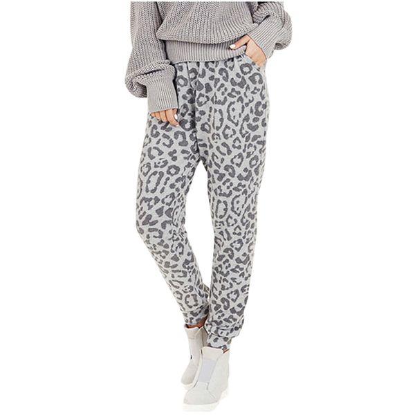 

womens casual leopard print pants wide leg comfy stretch drawstring loose lounge pants breathable streetwear pantalones #35, Black;white