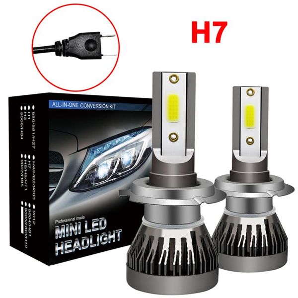 

universal h7 led headlight conversion kit cob hi/lo beam bulb 90w 12000lm white high power 6000k hi/lo turbo light bulbs