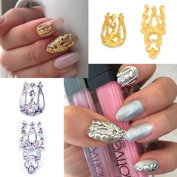 

gold &silver 3d alloy nail art decoration 3d metal nail jewelry beauty accessories japanese retro manicure charms, Black