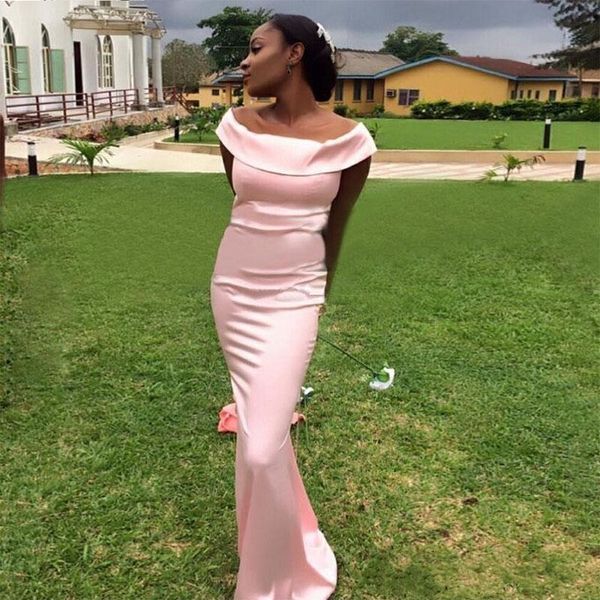 

custom made african women pink bridesmaid dresses off the shoulder long mermaid formal party gowns maid of honor wedding guest dress, White;pink