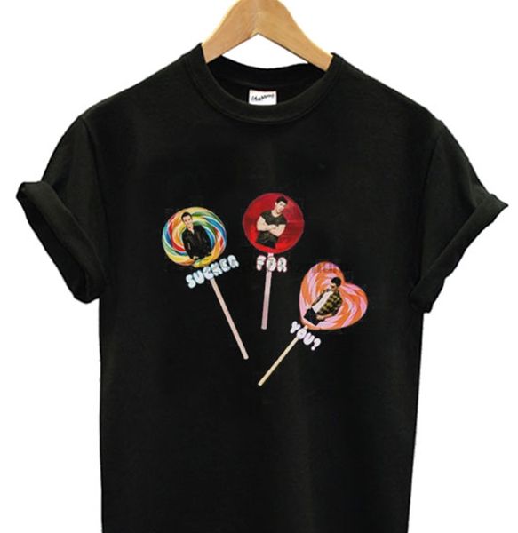 

летние смешно печать мужчины тенниски женщин jonas brothers lollipop футболка, White;black