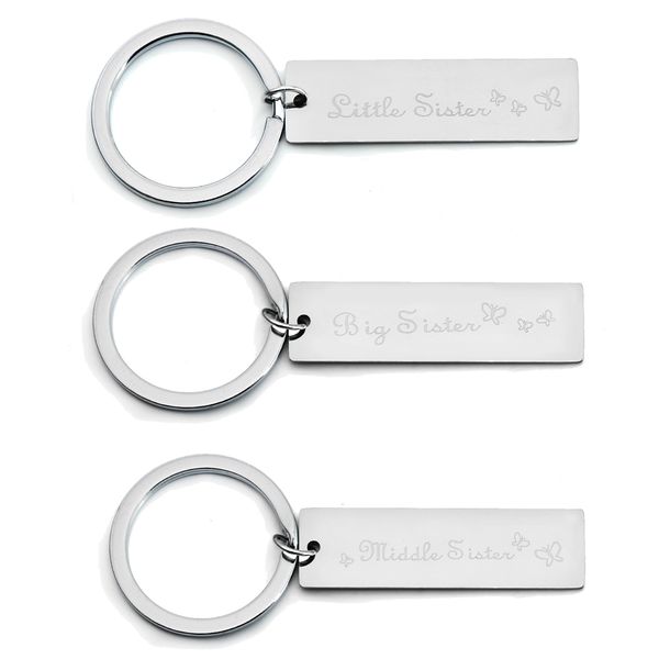 

big middle little sister keychain silver stainless steel keyring friends key rings sis key chains friendship sis bff