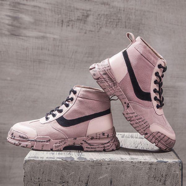 

2019 autumn motion wind genuine leather martin boots female handsome wild joker short boot sole frenulum high help shoes snow boots, Black