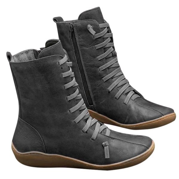 

обувь женщина 2019 новая arch поддержка boots узелок стороны молнии кожа pu дышащие для зимы осени zapatos де mujer, Black