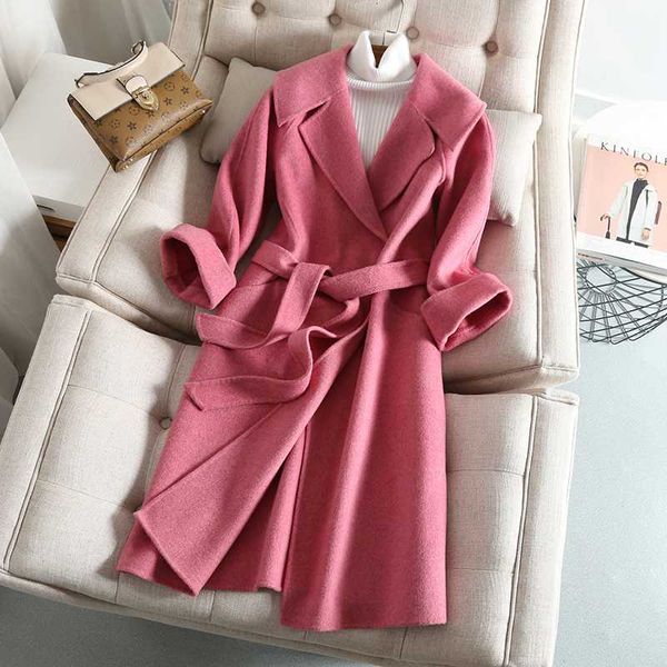 

women's wool & blends long 100% coat women spring fall korean jacket fashion overcoat coats and jackets abrigos mujer elegante kj4050, Black